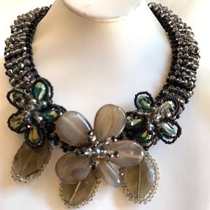 Crystals Agate Flower collar necklace handcrafted